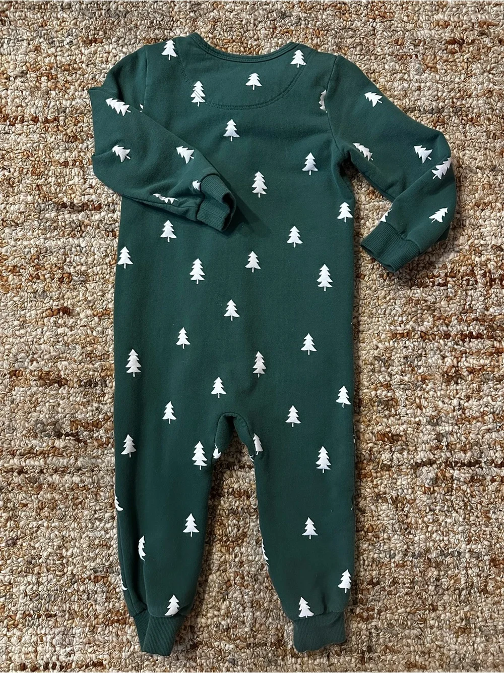 petit lem Dark Green Tree Print One-Piece Pajamas unisex
